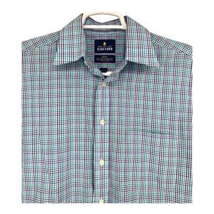 Stafford Dress Shirt Adult 15 Teal Performance Short‎ Sleeve Button Up Mens